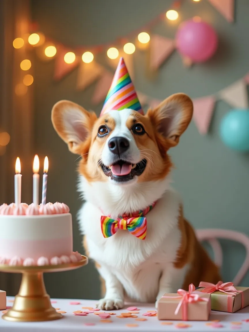 AI generated pet portrait, birthday-celebration, high resolution